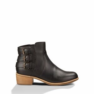 UGG Volta Black Leather Ankle Boots